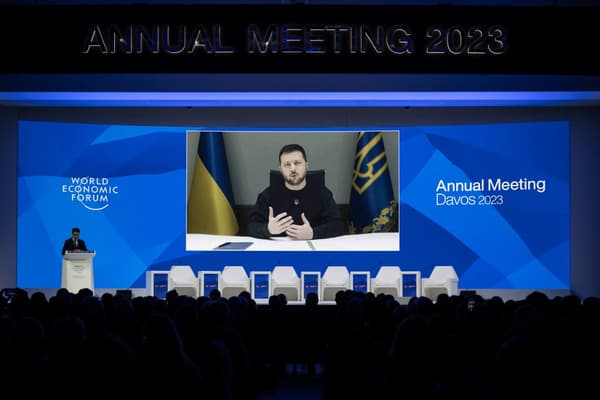 Le président ukrainien Volodymyr Zelensky lors de la réunion annuelle du Forum économique mondial (WEF) à Davos, le 18 janvier 2023.
