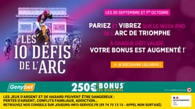 Genybet vous offre la possibilité de booster vos gains au Prix de l'Arc de Triomphe avec 10 défis