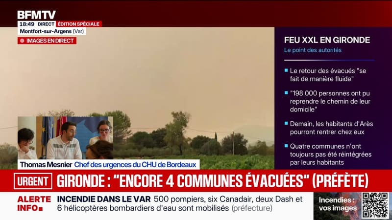 Incendie en Gironde: "Nous avons traversé une situation sanitaire exceptionnelle jamais connue en France", affirme le chef des urgences du CHU de Bordeaux