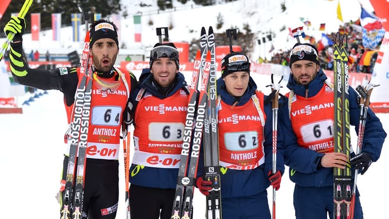 Martin Fourcade, Jean-Guillaume Béatrix, Alexis Boeuf et Simon Fourcade