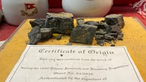 Des blocs de charbon provenant du Titanic, vendus aux enchères les 6 et 7 novembre par Lay's Auctioneers en Angleterre.