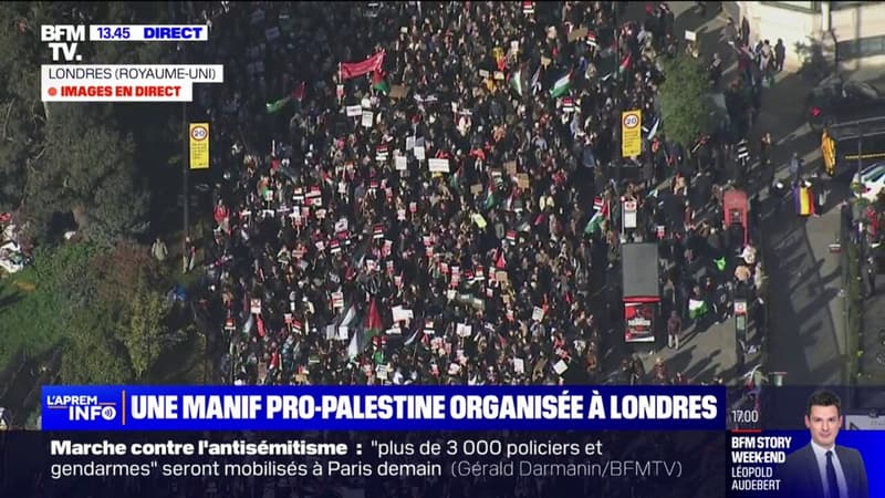 Plusieurs milliers de manifestants déambulent à Londres pour une marche pro-palestinienne