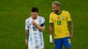 Lionel Messi et Neymar après la finale de la Copa America Brésil-Argentine