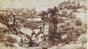 Le Paysage, réalisé par Léonard de Vinci le 5 août 1473. 