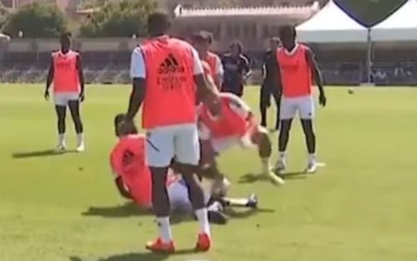 Antonio Rüdiger et Eden Hazard à l'entraînement du Real Madrid