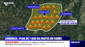 Incendies en Gironde: le tour de feu atteint plus de 40 kilomètres autour des communes de Landiras et Guillos