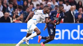 Geoffrey Kondogbia et Ousmane Dembélé lors de OM-PSG le 27 octobre 2024 au stade Vélodrome