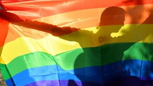 Image d'illustration - Un drapeau LGBT lors de la Gay Pride de Kiev (Ukraine) en 2013