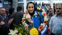 La taekwondiste iranienne Kimia Alizadeh à son retour des Jeux olympiques de Rio, à Téhéran le 26 août 2016