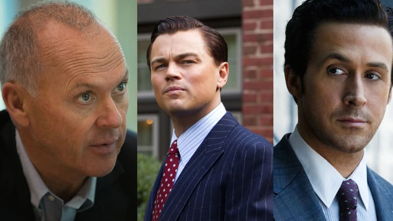 Michael Keaton dans "Spotlight", Leonardo DiCaprio dans "Le loup de Wall Street" et Ryan Gosling dans "The Big Short".