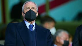 Florentino Perez, président du Real Madrid, en tribune en février 2022