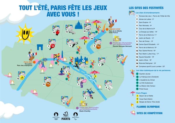 Les lieux de festivités à Paris pendant les JO 2024.