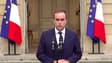 Sébastien Lecornu s'exprime sur le perron de Matignon, le 8 octobre 2025