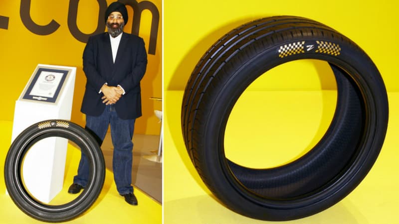 Harjeev Kandhari, patron de la maison mère de Z Tyre, promet que les recettes de la vente du pneu seront reversées à des oeuvres caritatives.