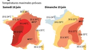 Prévisions du 18 et du 19 juin 2022.