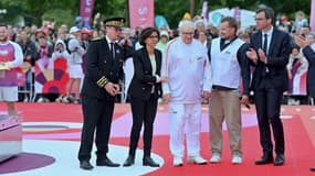 Roger Lebranchu soutenu par la ministre Rachida Dati le 31 mai 2024, au Mont-Saint-Michel