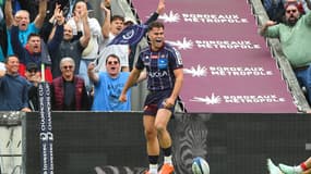 Damien Penaud, aux anges, après son essai record, dès l'entame, face au Munster, en quart de finale de Champions Cup, samedi 12 avril.
