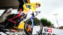 Geraint Thomas avec le maillot jaune sur le contre-la-montre entre  Saint-Pee-sur-Nivelle et Espelette sur la 20e étape du Tour 2018.