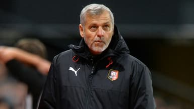 L'entraîneur de Rennes, Bruno Genesio, lors du match à domicile de la Ligue Europa Conférence contre NS Mura (Slovénie), le 4 novembre 2021 au Roazhon Park