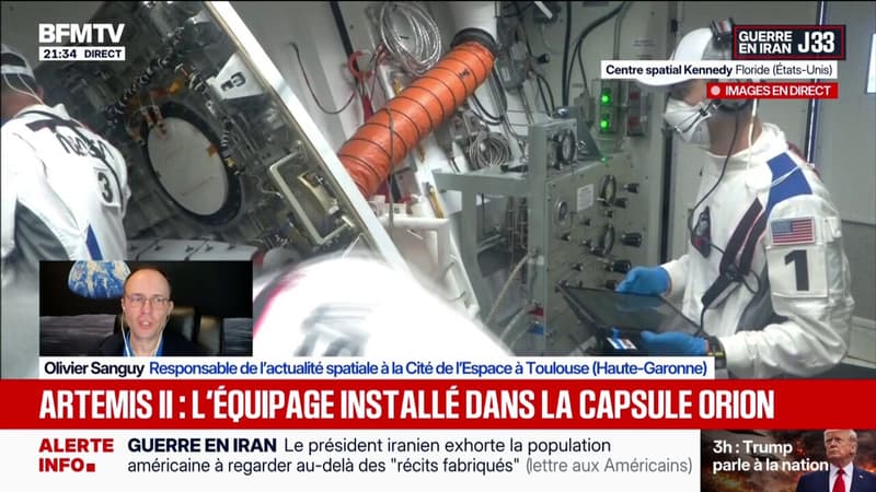 Mission Artemis 2: "Là, on a fermé la porte de la capsule et on vérifie son étanchéité", explique Olivier Sanguy, responsable de l’actualité spatiale à la Cité de l’Espace à Toulouse