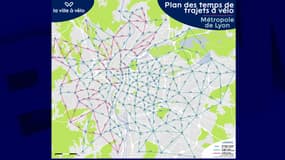 L'association La Ville à vélo a réalisé des cartes des temps de trajets à vélo dans la métropole de Lyon.