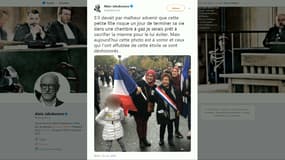 Alain Jakubowicz commente, sur Twitter, la photo publiée par Esther Benbassa sur laquelle on voit une jeune fille arborant une étoile jaune durant la marche contre l'islamophobie