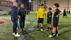 Didier Deschamps lors d'un entraînement avec les U14 de Cap-d'Ail, le 28 janvier 2025