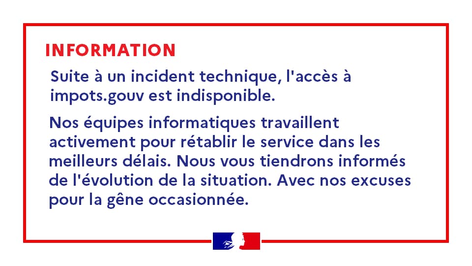 Le site permettant de faire sa déclaration d'impôt est inaccessible du fait d'un incident technique