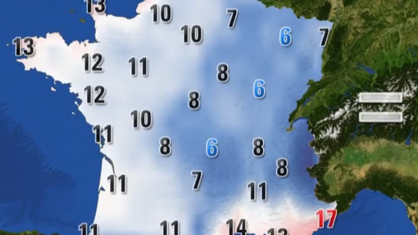 Les températures ce mardi 14 novembre 2017 dans l'après-midi