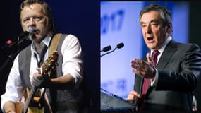 Renaud sur scène en 2007 et François Fillon, le 3 mars 2016.