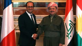 François Hollande et le président du gouvernement régional du Kurdistan, Massoud Barzani, le 12 septembre 2014, à Erbil.