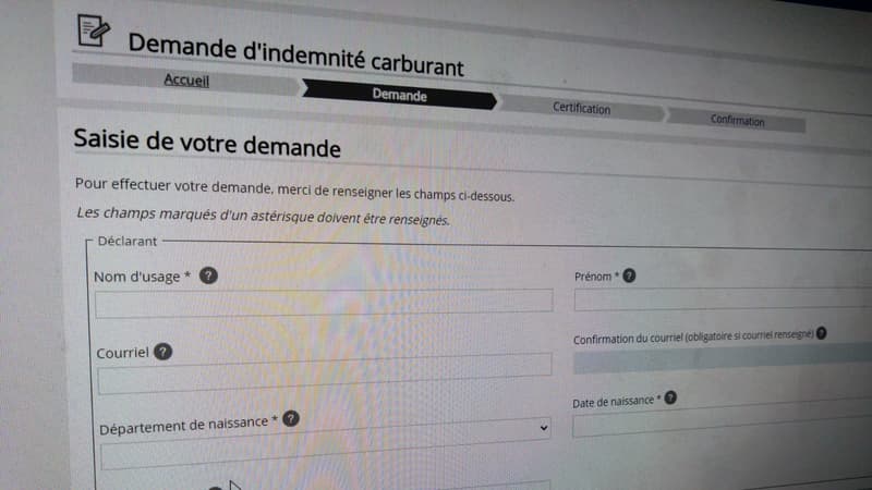 Le site de demande d'indemnité carburant (image d'illustration)