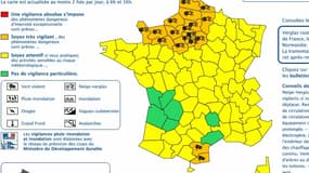 La carte de vigilance orange émise mercredi 13 mars par Météo France