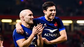 Maxime Lucu et Louis Bielle-Biarrey après Galles-France, le 10 mars 2024
