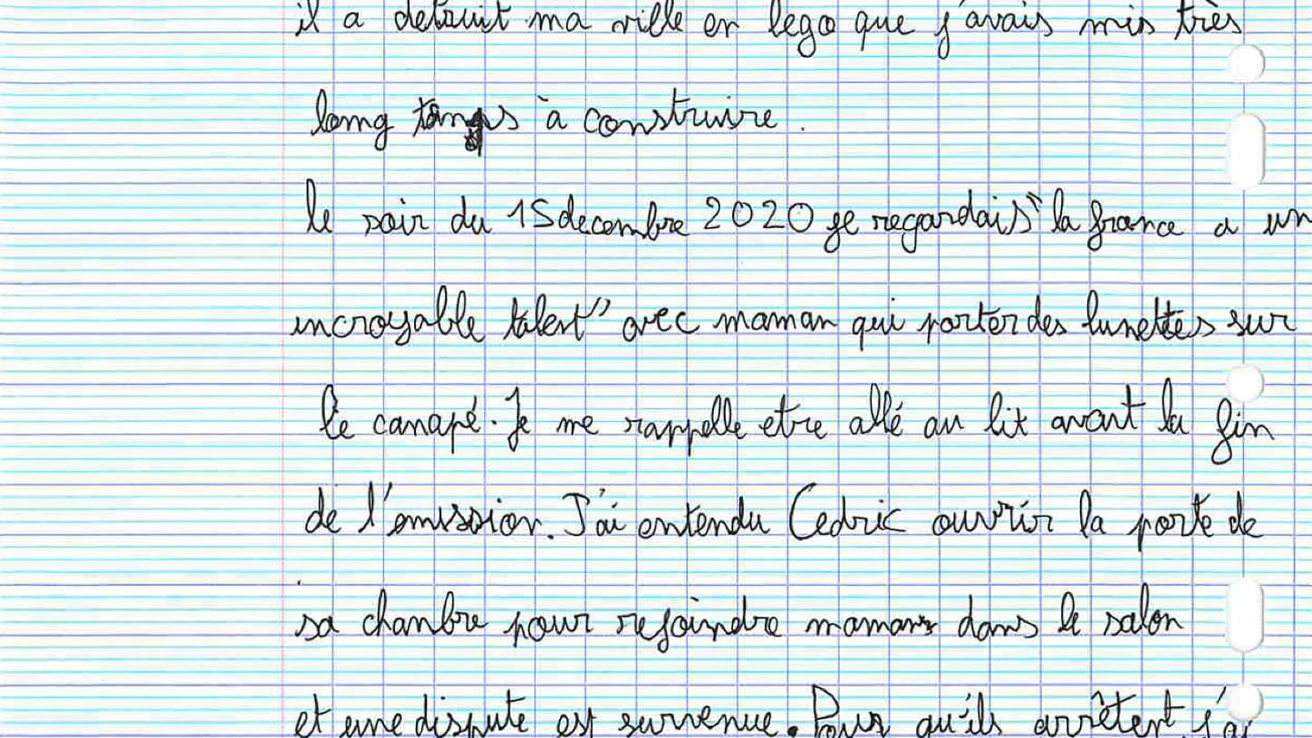 La lettre de Louis Jubillar, fils de Cédric et Delphine Jubillar (deuxième page).