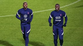 Paul Pogba et Kurt Zouma, à Clairefontaine le 10 novembre 2020