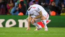 Haris Seferovic après son raté lors du match Barça-Benfica, à Barcelone le 23 novembre 2021