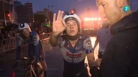 La grosse colère de Remco Evenepoel à la télé espagnole après la première étape de la Vuelta, le 26 août 2023.