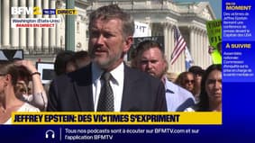 Des victimes de Jeffrey Epstein tiennent une conférence de presse devant le Capitole américain à Washington