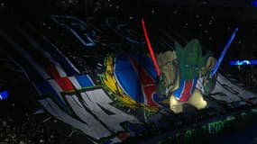 Le tifo en mode "Guerre des étoiles" du Collectif Ultras Paris, le mercredi 10 avril 2024.