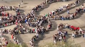 Record du monde de la chenille à Rouen