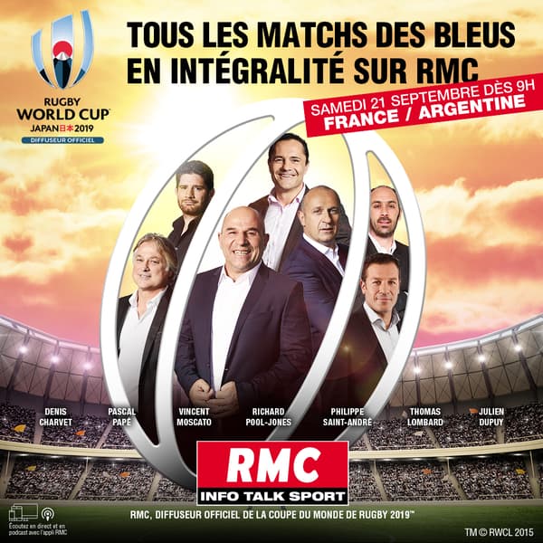 RMC radio officielle de la coupe du Monde de rugby au Japon: tous les matchs de l'équipe de France à suivre en direct
