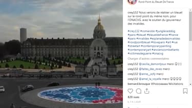 La fresque géante du graffeur Crey 132 sur le rond-point des Invalides