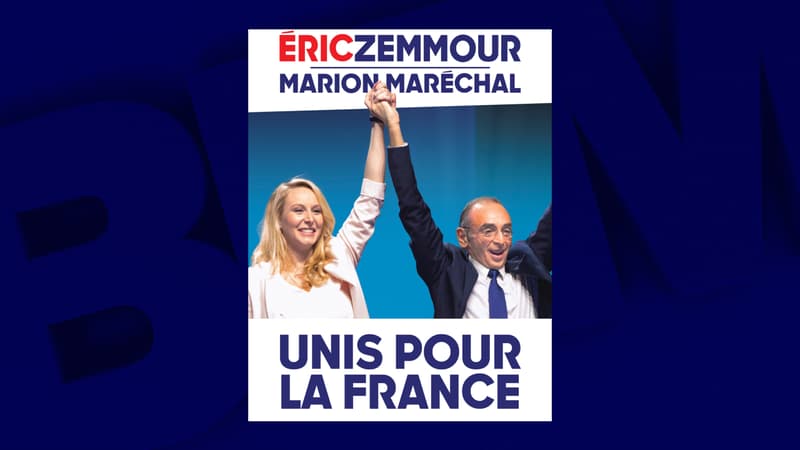 Présidentielle: la nouvelle affiche d'Éric Zemmour après le ralliement de Marion Maréchal