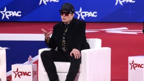 Elon Musk prend la parole à la convention des conservateurs américains CPAC à Oxon Hill dans le Maryland, le 20 février 2025
