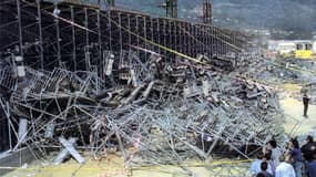 La tribune effondrée du stade de Furiani en 1992