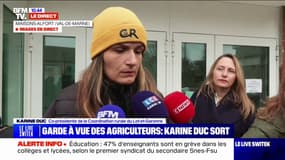 Karine Duc (Coordination rurale du Lot-et-Garonne), en sortie de garde en vue: "Je ne sais pas ce qui peut m'être reproché"