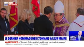 Obsèques de Gérard Collomb: Emmanuel Macron et le cardinal Barbarin échangent en fin de cérémonie