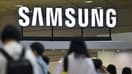 (Illustration) Des visiteurs passent devant le logo de Samsung Electronics pendant le World IT Show, à Seoul, le 18 avril 2024.
