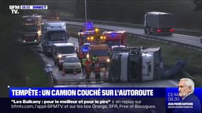 Tempête Ciara: un camion s'est couché sur l'autoroute A2 près de Valenciennes, probablement en raison des vents violents